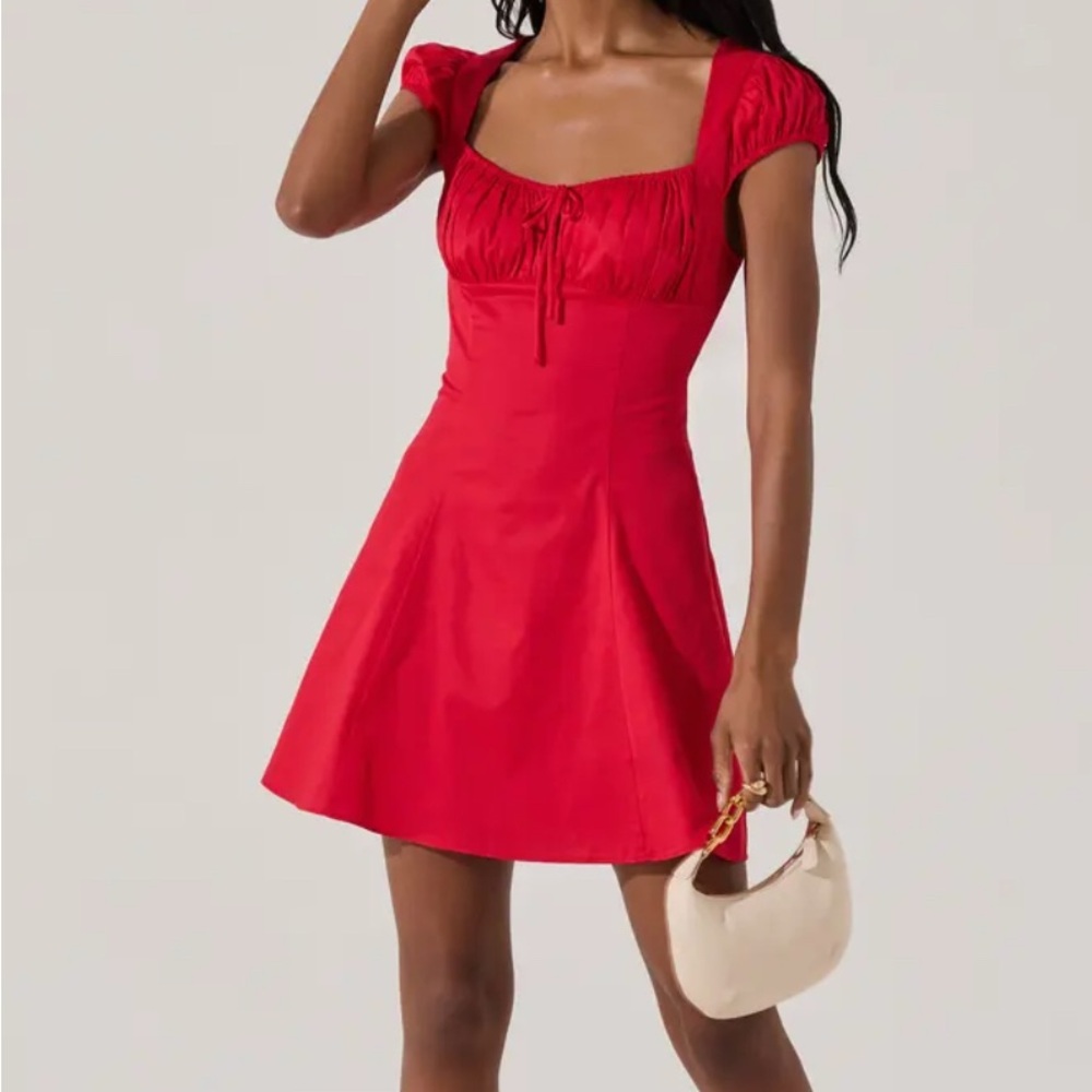 Red ASTR Dress with Cap Sleeves